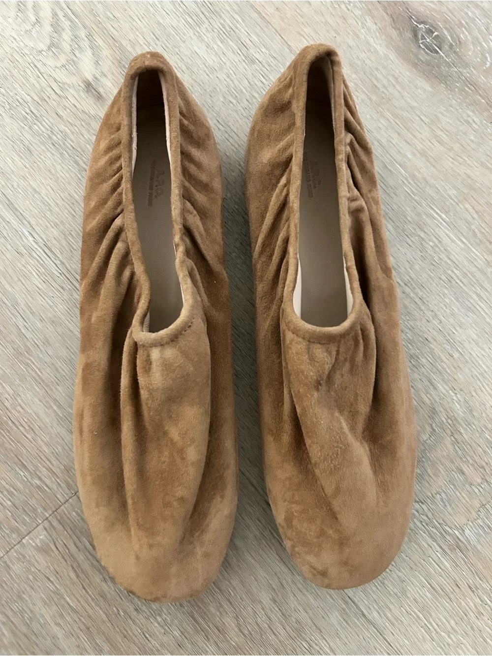 A.P.C. Women's Suede Ballet Flats in Tan